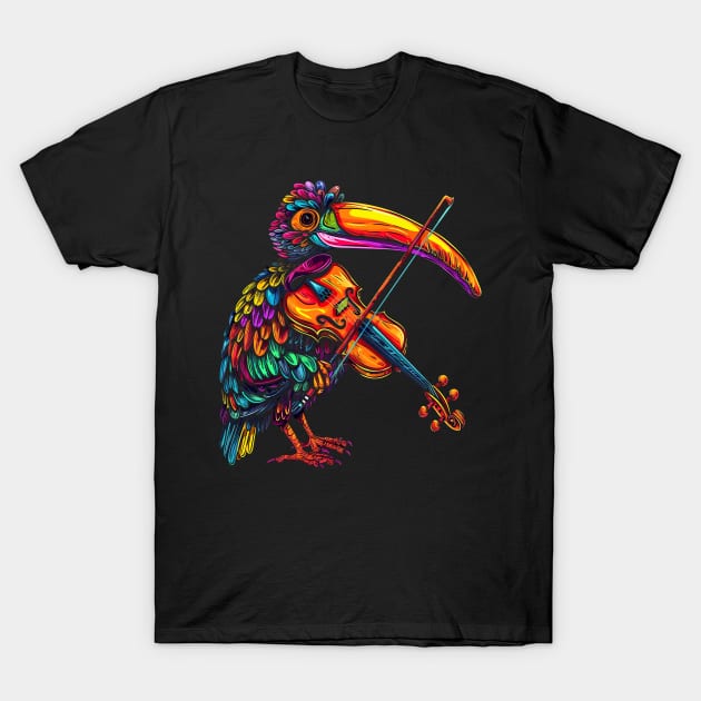 Hornbill Playing Violin T-Shirt by JH Mart